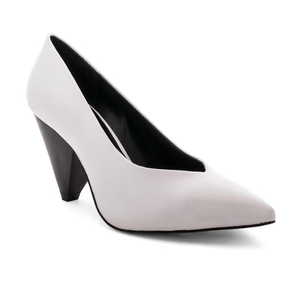 Rebecca Minkoff Size 8 Zuria White Leather Black Heel Neutral Classic Heritage